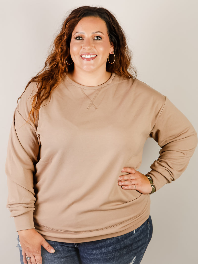 Tan Knit Long Sleeve Pullover (Multiple Colors)