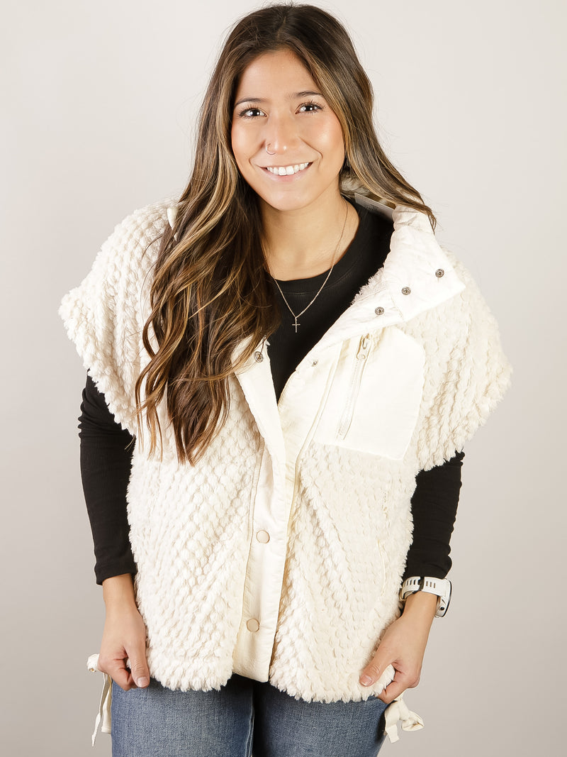 Cream Soft Textured Woven Vest