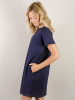 Navy Solid Terry Knit Dress
