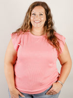 Pink Solid Slubbed Knit Top