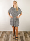 Black and White Floral Dolman Sleeve Dress