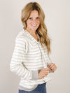 Heather Grey and White Striped Soft Hoodie