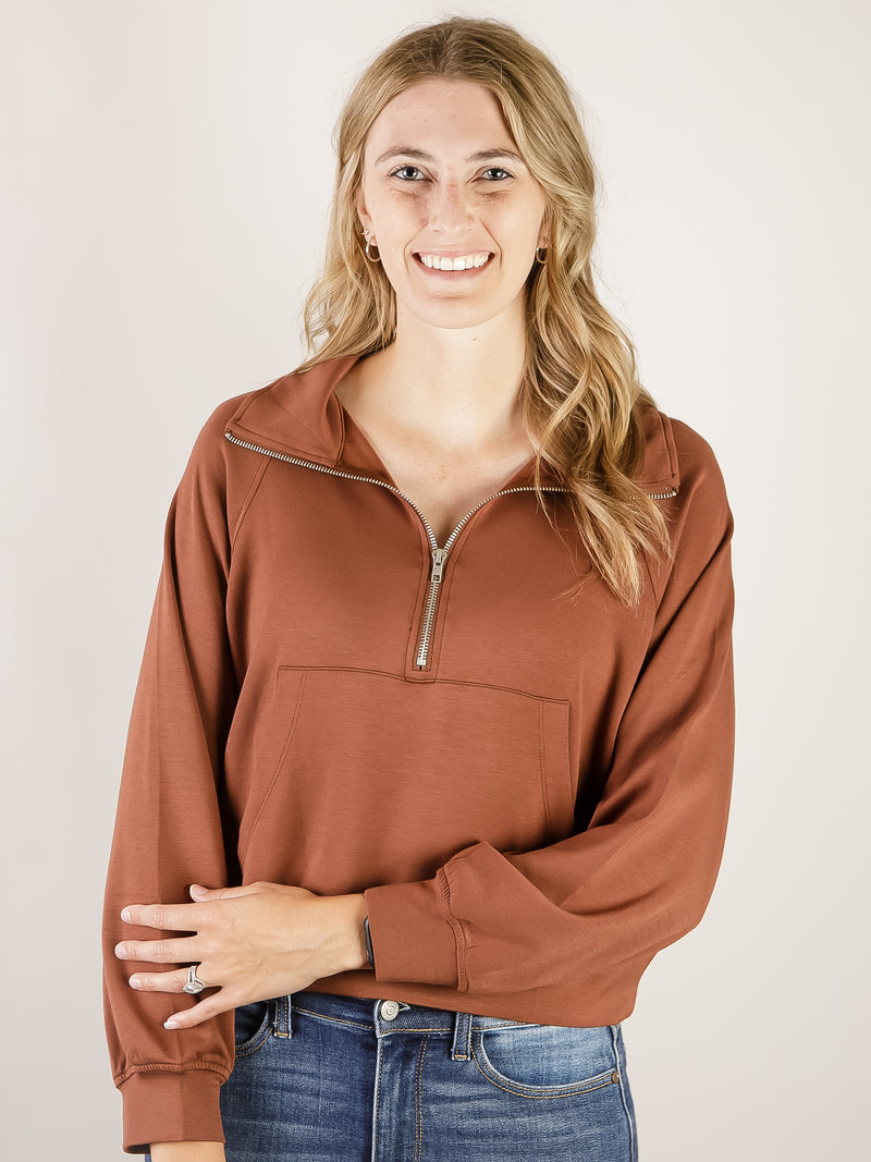 Chestnut Half Zip Knit Pullover