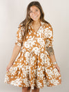 Mocha Floral Short Sleeve Dress