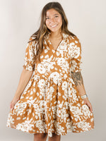 Mocha Floral Short Sleeve Dress