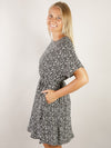 Black and White Floral Dolman Sleeve Dress