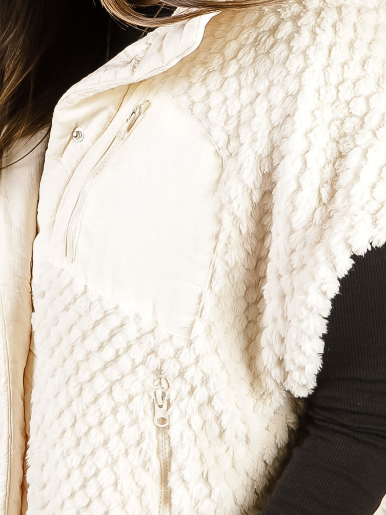 Cream Soft Textured Woven Vest