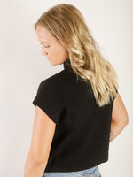 Black Short Sleeve Mock Neck Sweater