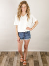Cream Basic Round Neck Short Sleeve Tee