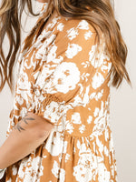 Mocha Floral Short Sleeve Dress