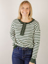 Hunter Green Striped Pullover Sweatshirt