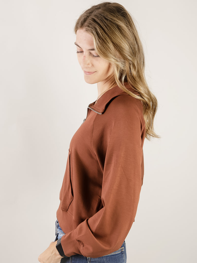 Chestnut Half Zip Knit Pullover