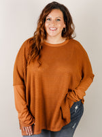 Rust Waffle Knit with Solid Cuff Tunic