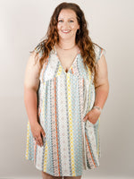 Curvy Casual Knit V-Neck Printed Dress
