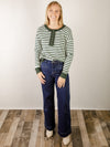 Hunter Green Striped Pullover Sweatshirt