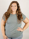 Hunter Green Striped Shirt with Shoulder Buttons