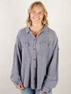 Oversized Mineral Washed Dusty Blue Button Down