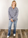 Oversized Mineral Washed Dusty Blue Button Down