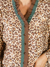 Ruffle Trim Leopard Print Blouse