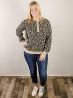 Black and Tan Leopard Snap Sweatshirt