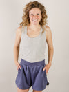 Ribbed Scoop Neck Solid Fitted Tank (Multiple Colors)