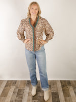 Ruffle Trim Leopard Print Blouse