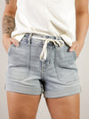 Judy Blue Tie-Waist Jogger Light Wash Shorts