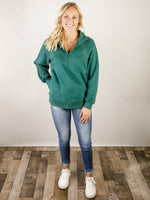 Green 1/4 Zip Relaxed Fit Sweatshirt