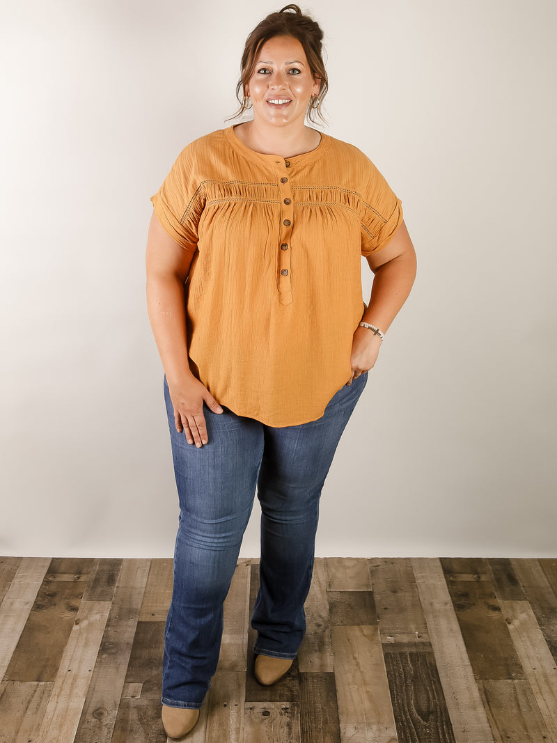 Curvy Dusty Apricot Short Sleeve Blouse