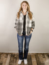 Ivory with Charcoal Mixed Plaid Shacket