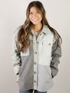 Sage and Charcoal Colorblock Shacket