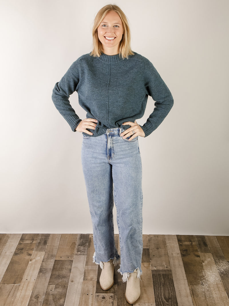 Dark Jade Soft Center Seamed Sweater