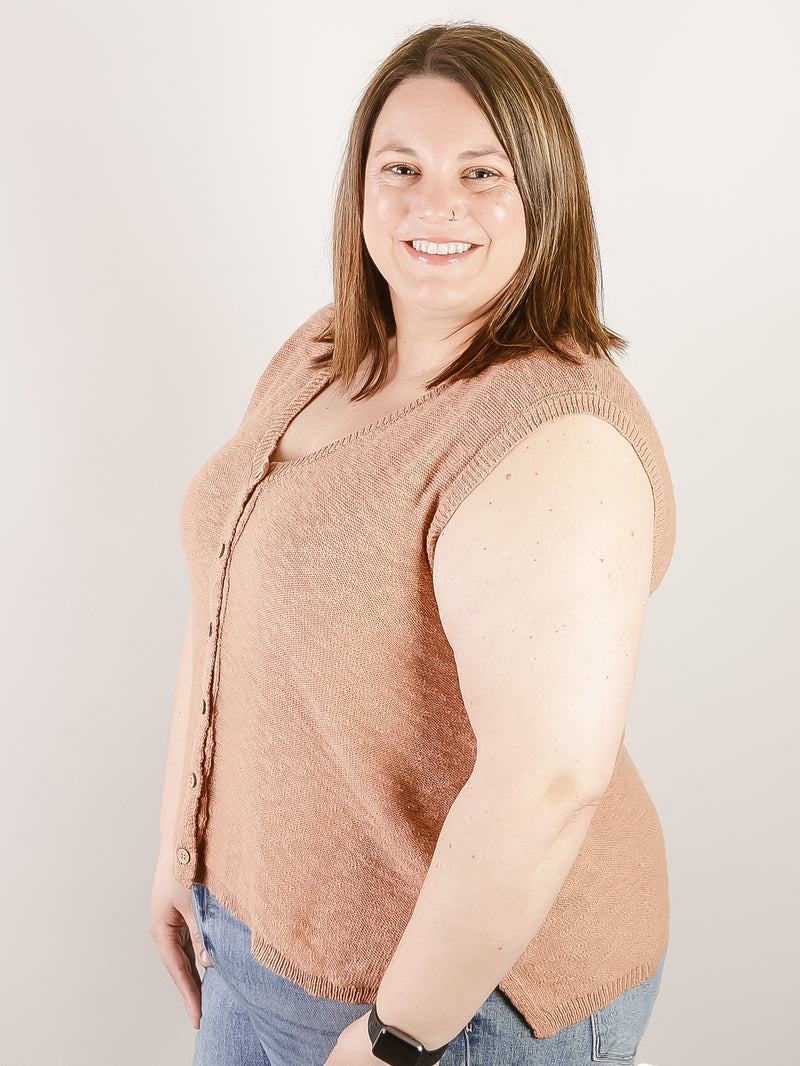 Curvy Terracotta Sleeveless Sweater Vest