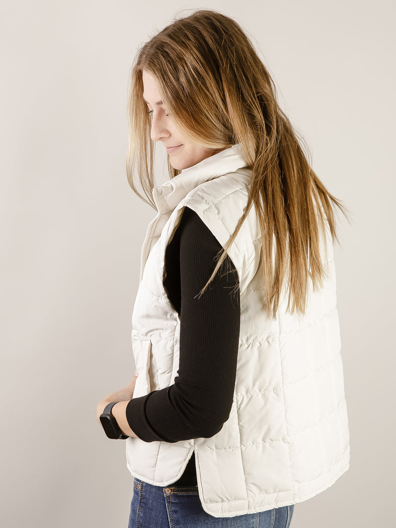 Solid Cream Puffer Vest