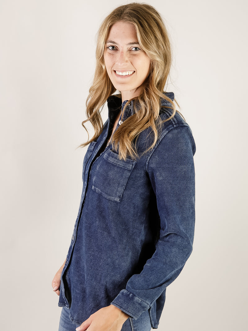 Indigo Luxe Knit Shacket