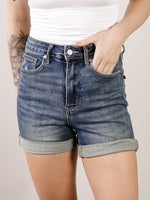 Judy Blue High Waist Tummy Control Vintage Wash Cuffed Shorts