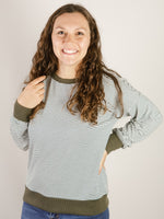 Hunter Green Striped Lightweight Pullover