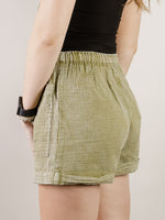 Olive Washed Drawstring Shorts