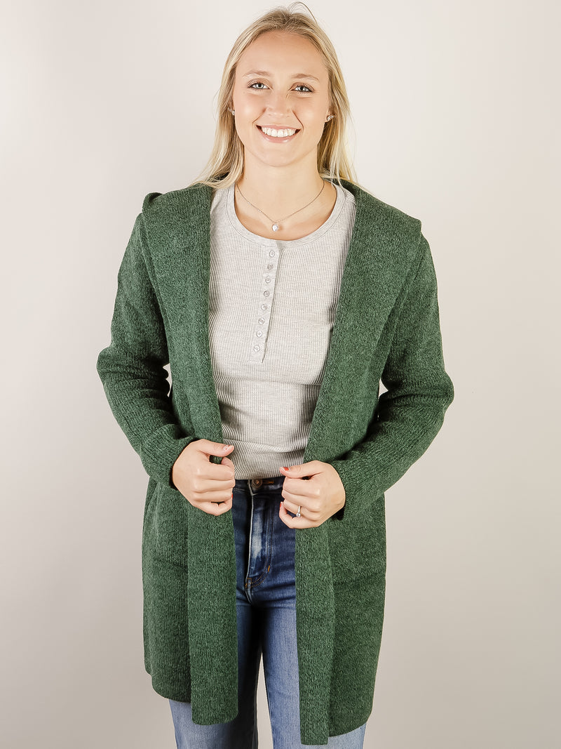 Dark Green Hooded Cardigan