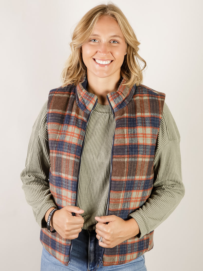 Corduroy and Plaid Reversible Vest