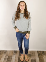 Hunter Green Striped Lightweight Pullover