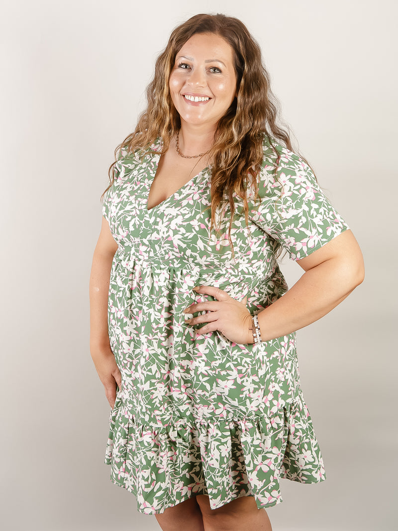 Green Tiered Floral Dress