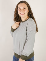 Hunter Green Striped Lightweight Pullover