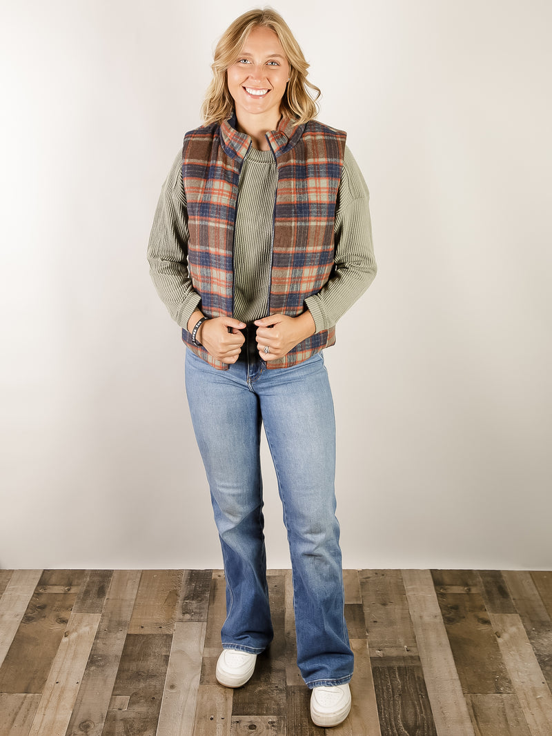 Corduroy and Plaid Reversible Vest