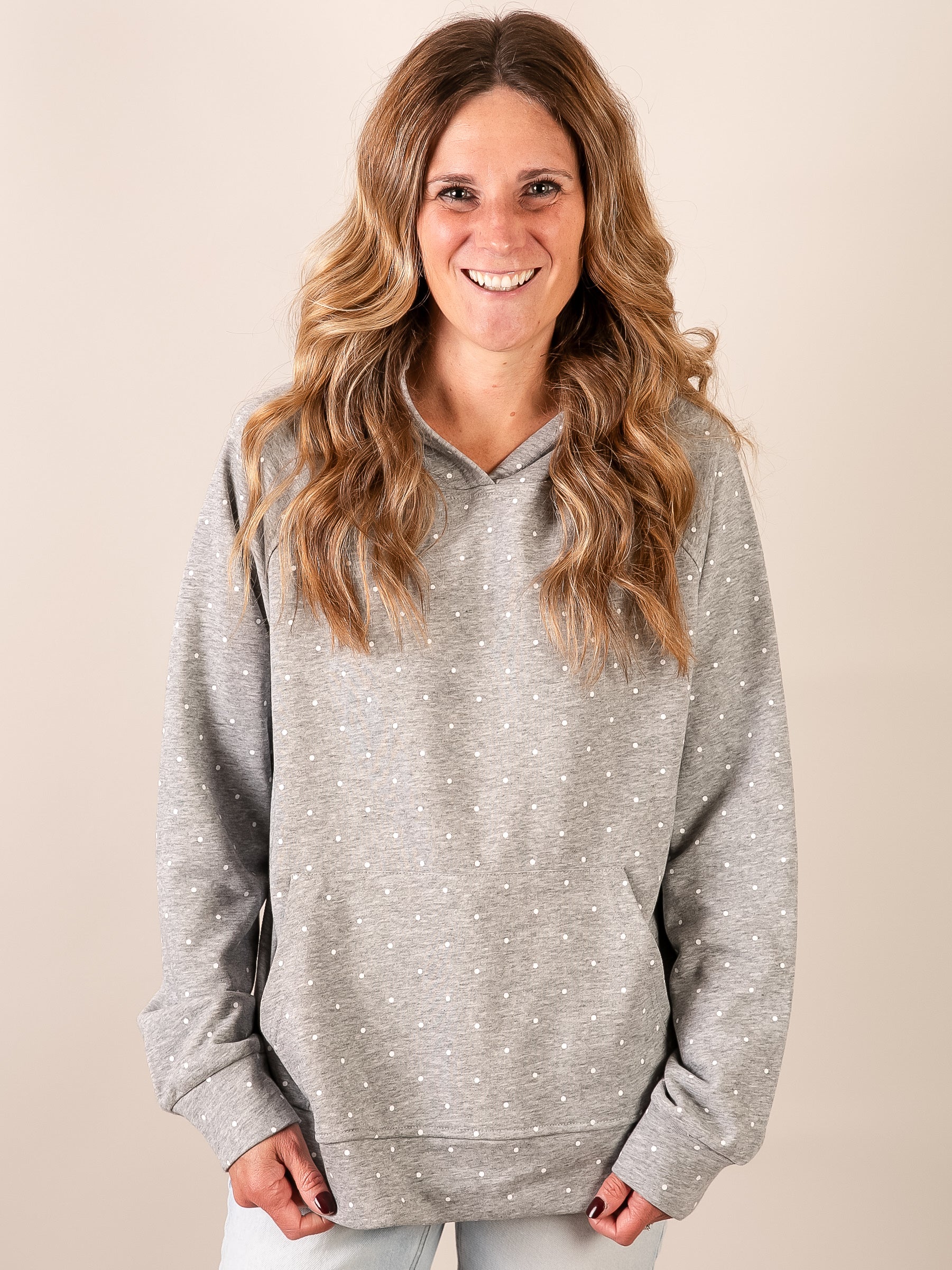Heather Grey Polka Dot Hoodie – The Spotted Owl