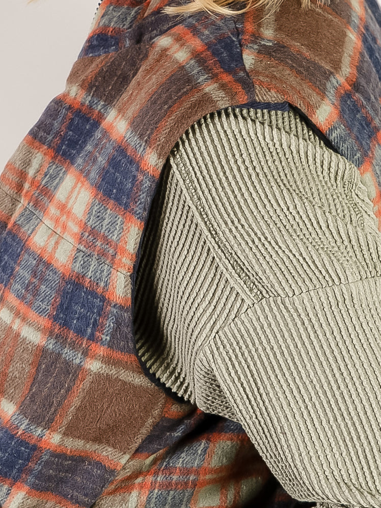 Corduroy and Plaid Reversible Vest