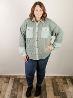 Curvy Sage Cozy Quilted Shacket