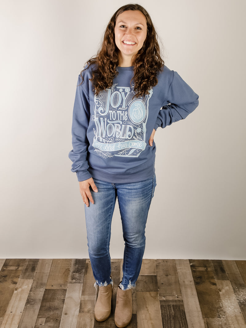 Blue Joy to the World Graphic Sweatshirt