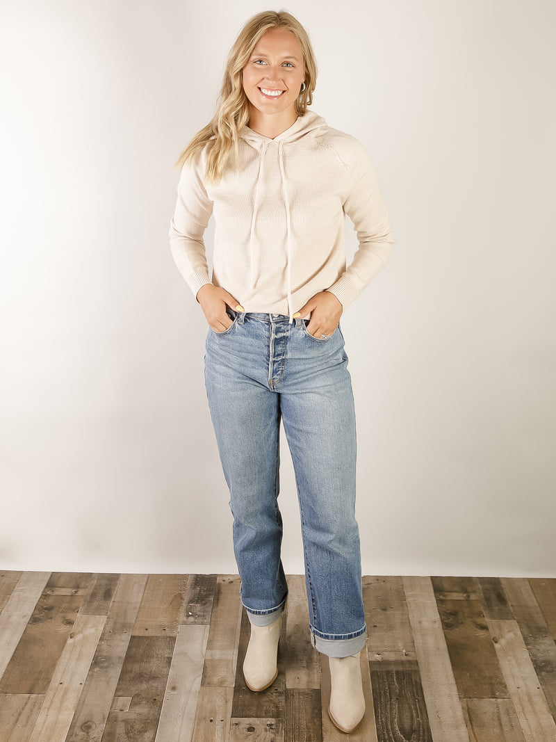 Oatmeal Waffle Hooded Sweater