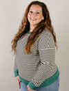 French Terry Black and White Striped Top